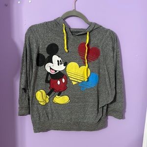 FINAL SALE Disney Parks Grey Mickey Hearts Lightweight Hoodie